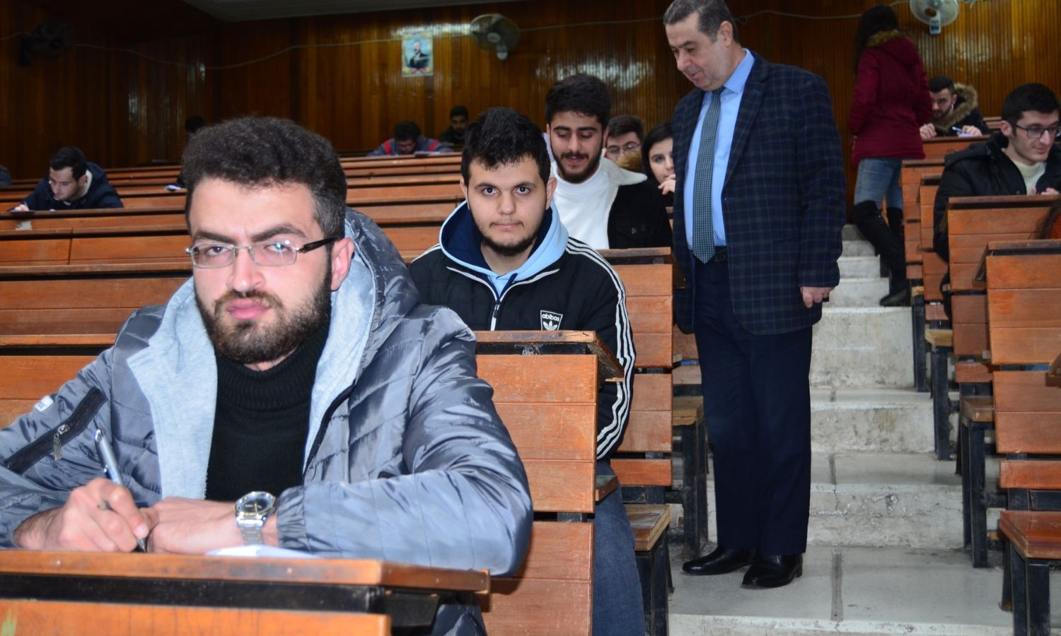 Students during exams at the faculties of Medicine and Agricultural Engineering at Tishreen University in Latakia governorate - February 18, 2024 (Tishreen University)