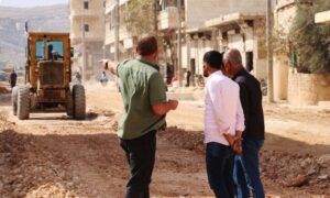From the rehabilitation project of the Al-Amoud road in Sarmada, north of Idlib - October 21, 2023 (Ministry of Local Administration in the Syrian Salvation Government)