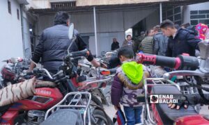 Motorcycles in front of the Grand Mosque in the city of Qamishli – February 10, 2024 (Enab Baladi/Majd al-Salem)