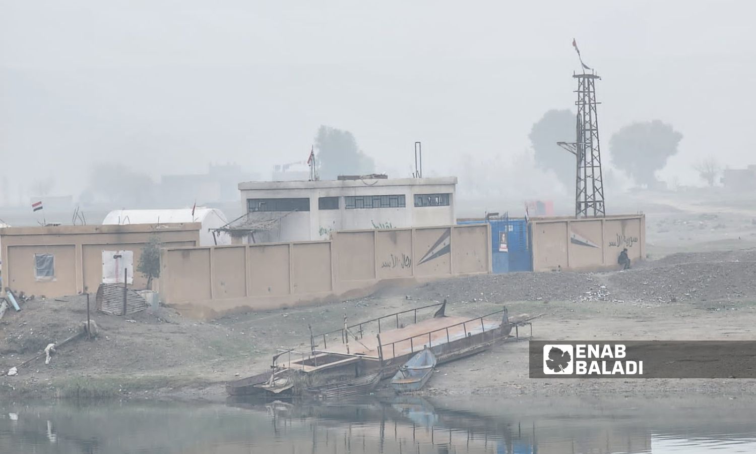 A regime forces headquarters in the town of al-Duwair, east of Deir Ezzor on the western bank of the Euphrates River - January 16, 2024 (Enab Baladi/Obada al-Sheikh)