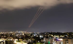 An anti-missile system operates in the city of Ashkelon after drones and missiles were launched towards Israel - April 14 (Reuters)