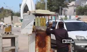 Fuel-selling stalls in the city of Ras al-Ain, northwest of al-Hasakah - April 5, 2024 (Enab Baladi)