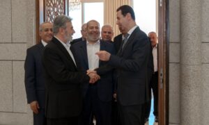 A delegation of Palestinian factions, including Hamas and Islamic Jihad, met with Syrian regime president Bashar al-Assad in Damascus - October 19, 2022 (Syrian Presidency)