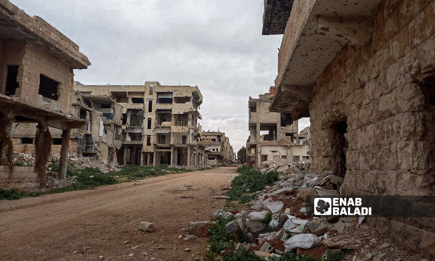 Destruction of buildings and infrastructure in Daraa al-Mahatta - March 17, 2024 (Enab Baladi/Sarah al-Ahmad)
