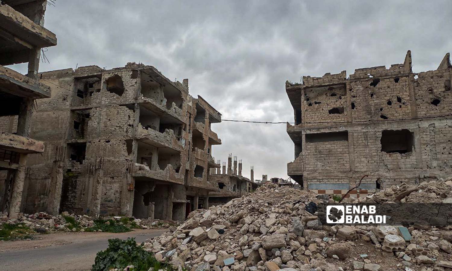 Destruction of buildings and infrastructure in Daraa al-Mahatta - March 17, 2024 (Enab Baladi/Sarah al-Ahmad)

