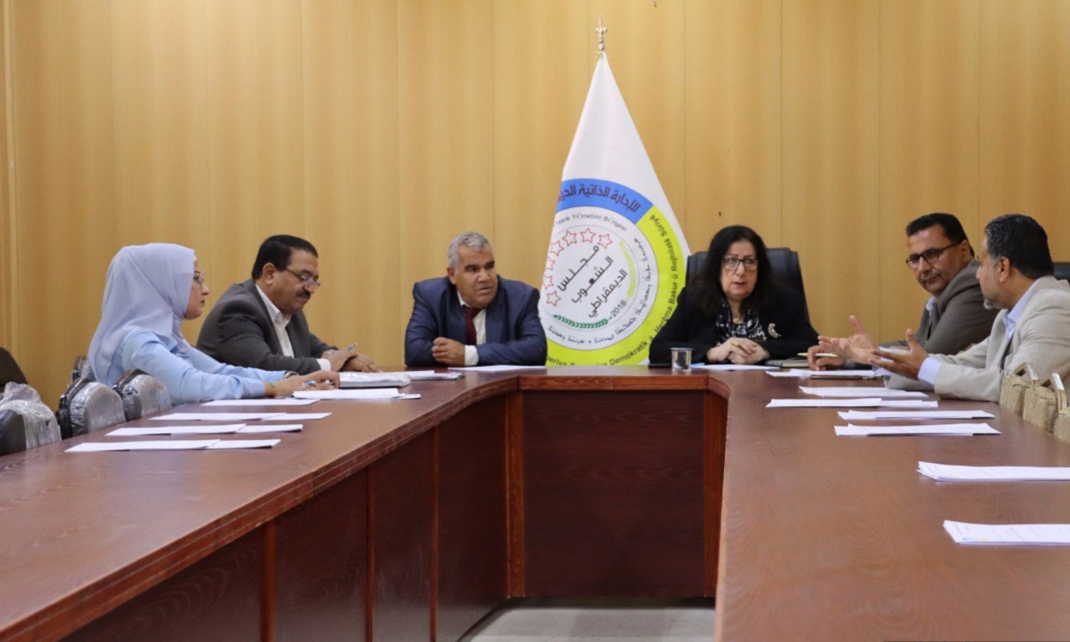 From the meeting of the Democratic Peoples' Council to discuss legislation projects in northeast Syria – April 4, 2024 (AANES/Facebook)
