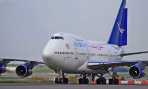 An aircraft of the Syrian Arab Airlines - August 2022 (Al-Baath Media)