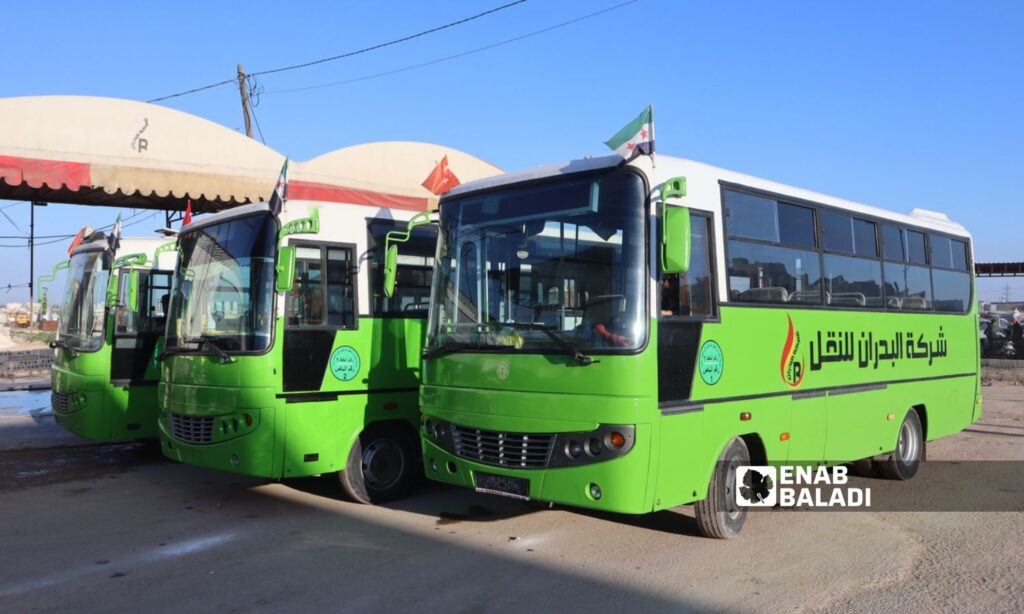 A public transportation company begins its operations in Azaz in northern Aleppo countryside - May 1, 2024 (Enab Baladi/Dayan Junpaz)