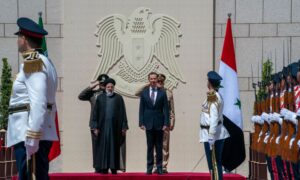 Syrian regime president Bashar al-Assad welcomes late Iranian President Ibrahim Raisi in Damascus - May 3, 2023 (Syrian Presidency)