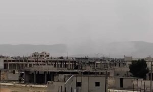 Smoke rises from Israeli attacks in Homs province, central Syria - May 20, 2024 (Baath Party in al-Qusayr/Facebook)