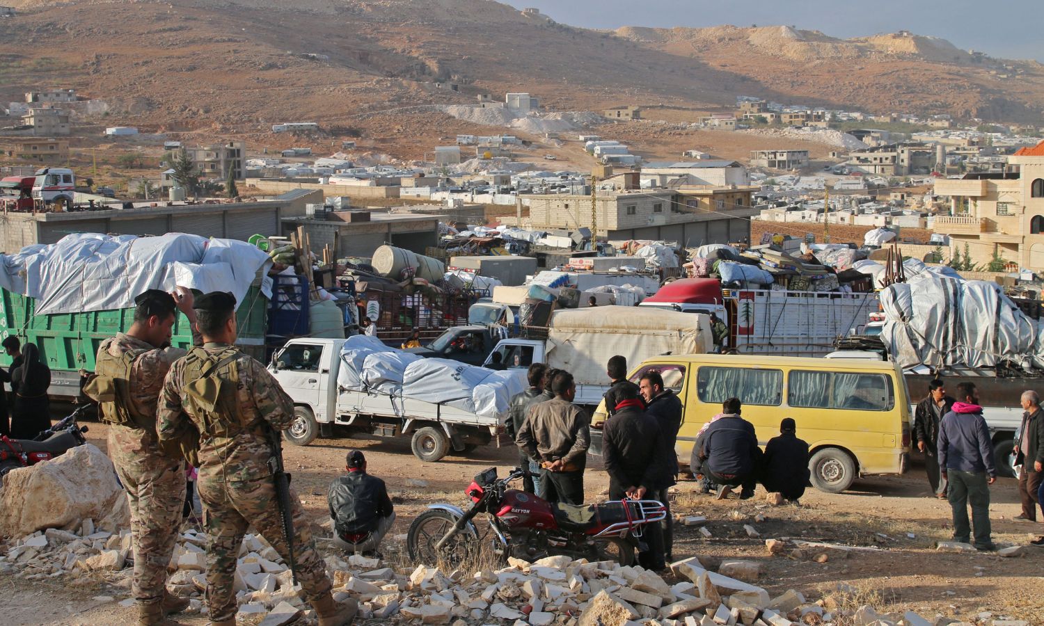 Syrian refugees preparing to leave their camp in Lebanon for Syria - October 26, 2022 (AFP)