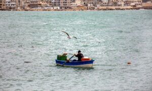 A Fisherman near the seashore in Latakia - April 12, 2024 (Latakia Governorate/Facebook)