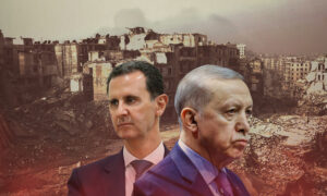 Syrian regime head Bashar al-Assad and Turkish President Recep Tayyip Erdoğan (Edited by Enab Baladi)