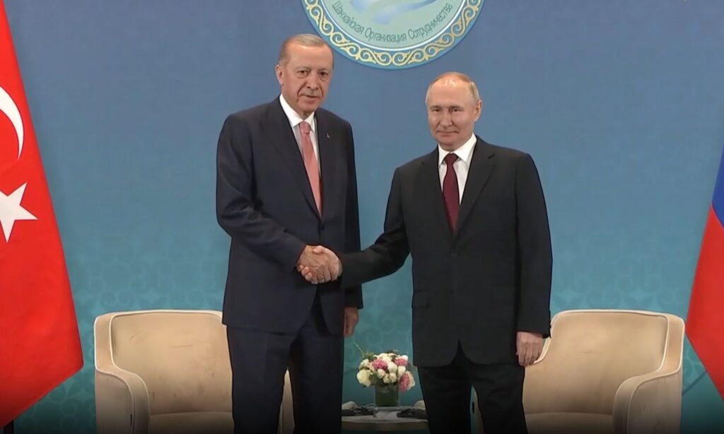 A meeting between Putin and Erdoğan on the sidelines of the Shanghai Cooperation Organization Summit - July 3, 2024 (Sputnik/Screenshot)