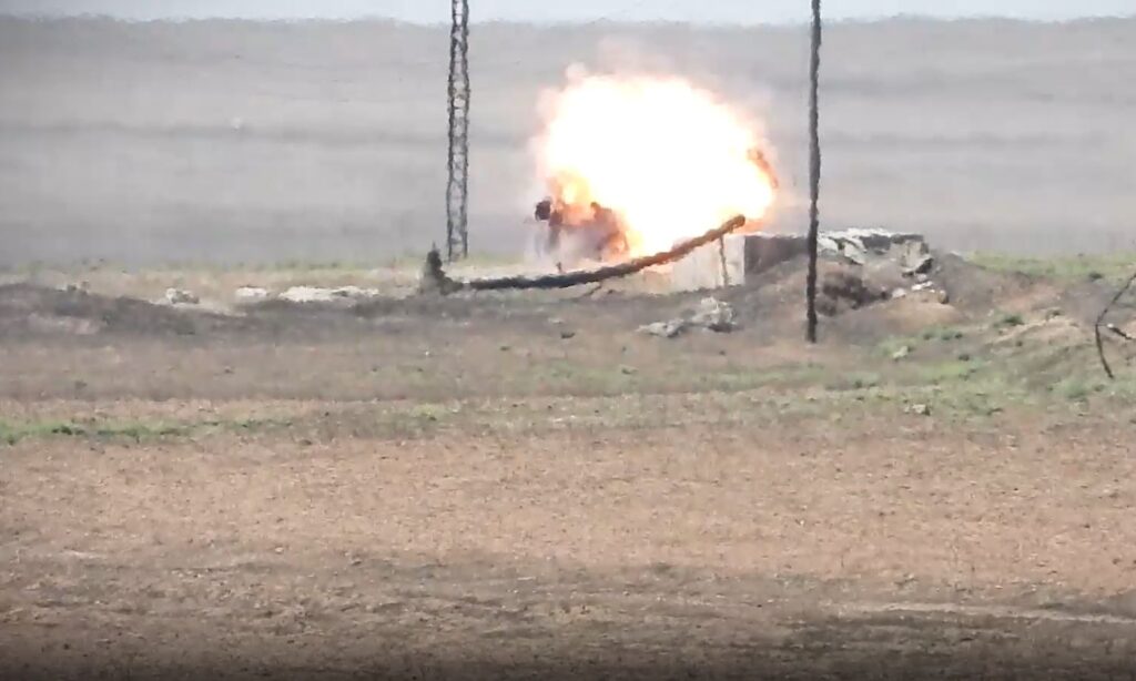 Moment of shell launch at five people, SDF said they are elements of the National Army - July 20, 2024 (SDF Media Center/Screenshot)