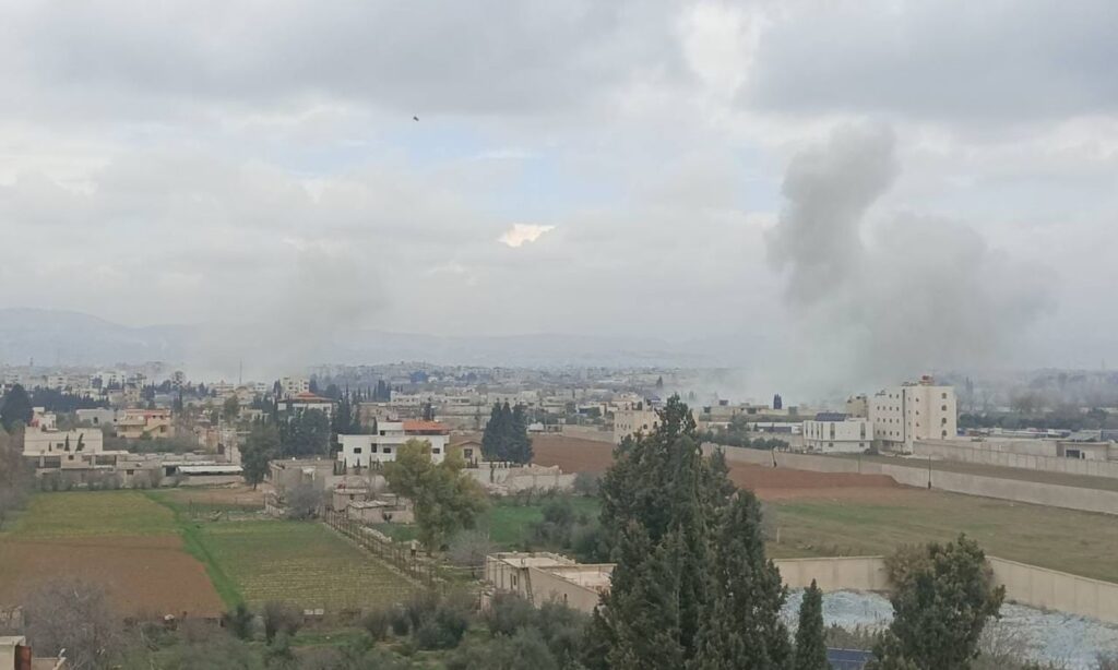 Smoke rises after a likely Israeli strike targeted the Sayyida Zeinab area near the Syrian capital, Damascus - January 29, 2024 (Leen Sbeni/Facebook)