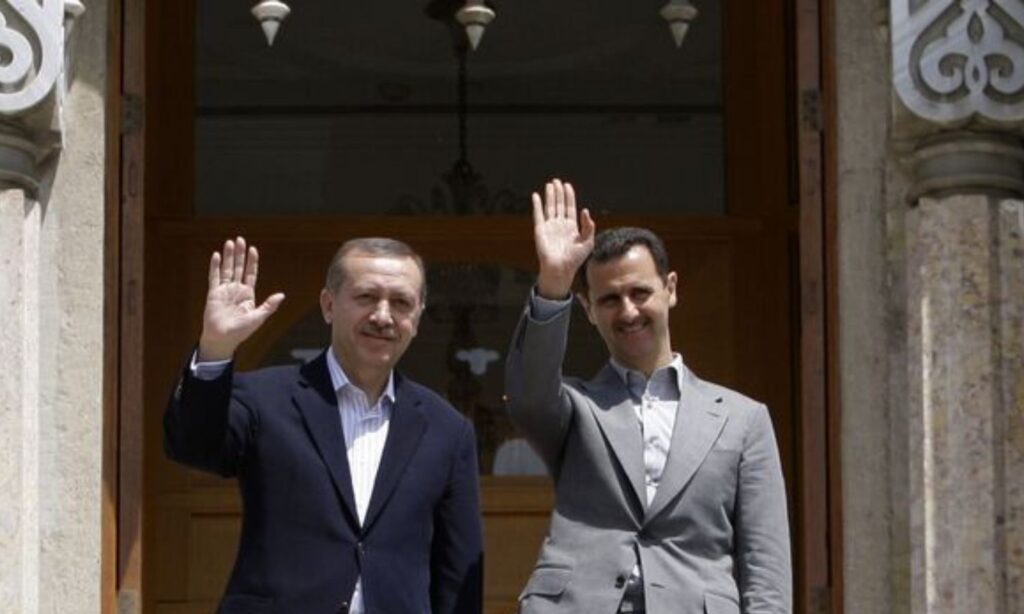 Syrian regime’s president Bashar al-Assad with then Turkish Prime Minister (now president) Recep Tayyip Erdogan in Damascus in 2010 (AFP)