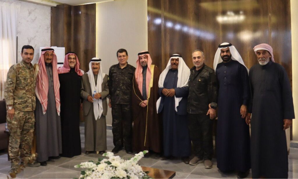 The commander of the Syrian Democratic Forces (SDF), Mazloum Abdi, during his meeting with a group of tribal elders from Deir Ezzor - May 2024 (SDF)