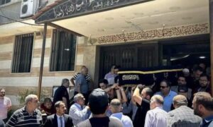 During the funeral procession of Luna al-Shibl from Abdul Rahman al-Sadiq Mosque in Damascus - July 6, 2024 (Sham FM)