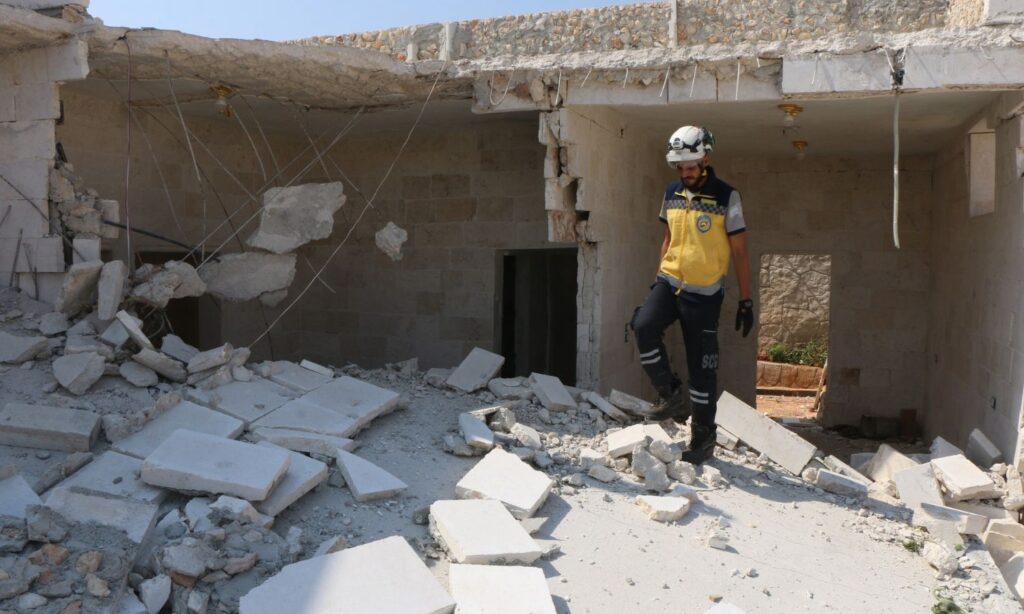 The Syria Civil Defence documented the targeting of a residential house in the village of Taqad, west of Aleppo, by regime forces using a suicide drone - July 24, 2024 (Syria Civil Defence)