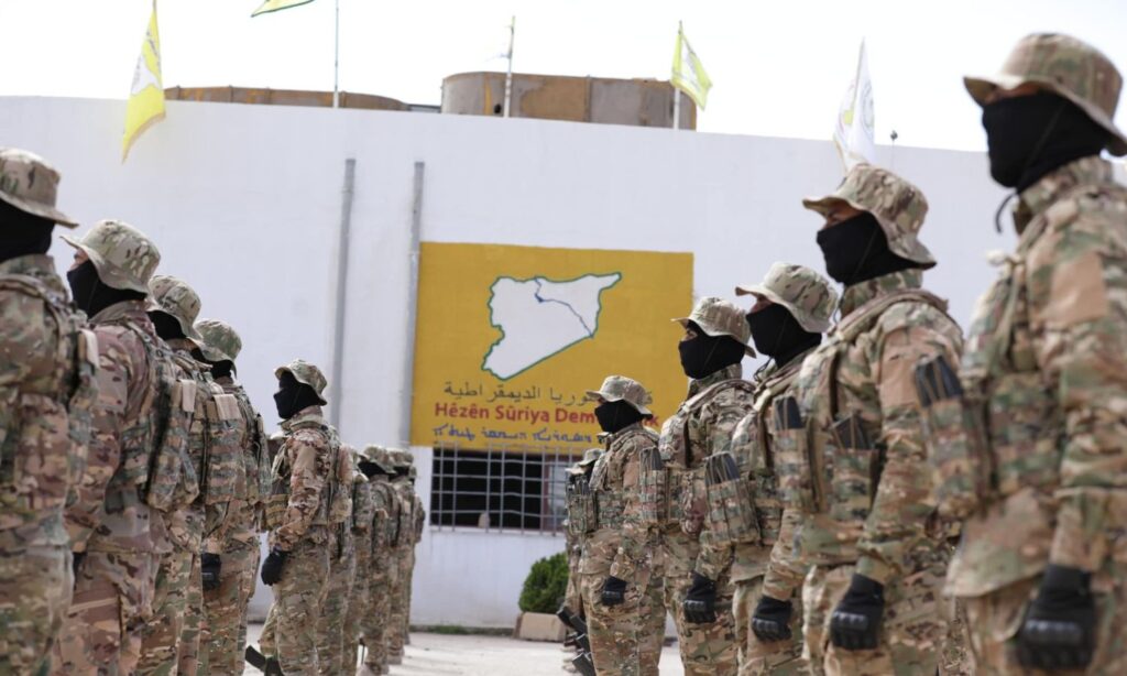 Members of the Deir Ezzor Military Council participate alongside the SDF and the International Coalition members in a celebration marking the takeover of al-Baghouz - March 23, 2024 (Syrian Democratic Forces/SDF)