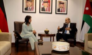 Jordanian Foreign Minister Ayman Safadi meets his German counterpart Annalena Baerbock in Amman, September 6, 2024 (Jordan News Agency)