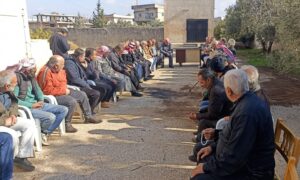 Meeting of notables of Tal Shihab with representatives of the Syrian Telecommunications Company - January 5, 2023 (Tal Shihab/Facebook)