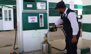 A team from the Syrian Salvation Government’s Quality Control Department at a fuel station in Idlib - April 22, 2024 (General Directorate of Petroleum Derivatives in Idlib/Telegram)
