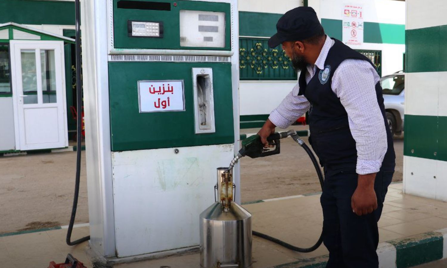 A team from the Syrian Salvation Government’s Quality Control Department at a fuel station in Idlib - April 22, 2024 (General Directorate of Petroleum Derivatives in Idlib/Telegram)