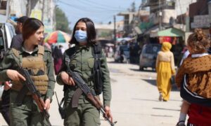 Two members of the Internal Security Forces of the Autonomous Administration in the city of Qamishli - April 19, 2023 (Internal Security Forces/Facebook)