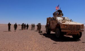 Joint patrol of the International Coalition Forces and the Free Syrian Army around the al-Tanf base east of Homs governorate - September 12, 2023 (Free Syrian Army/Facebook)
