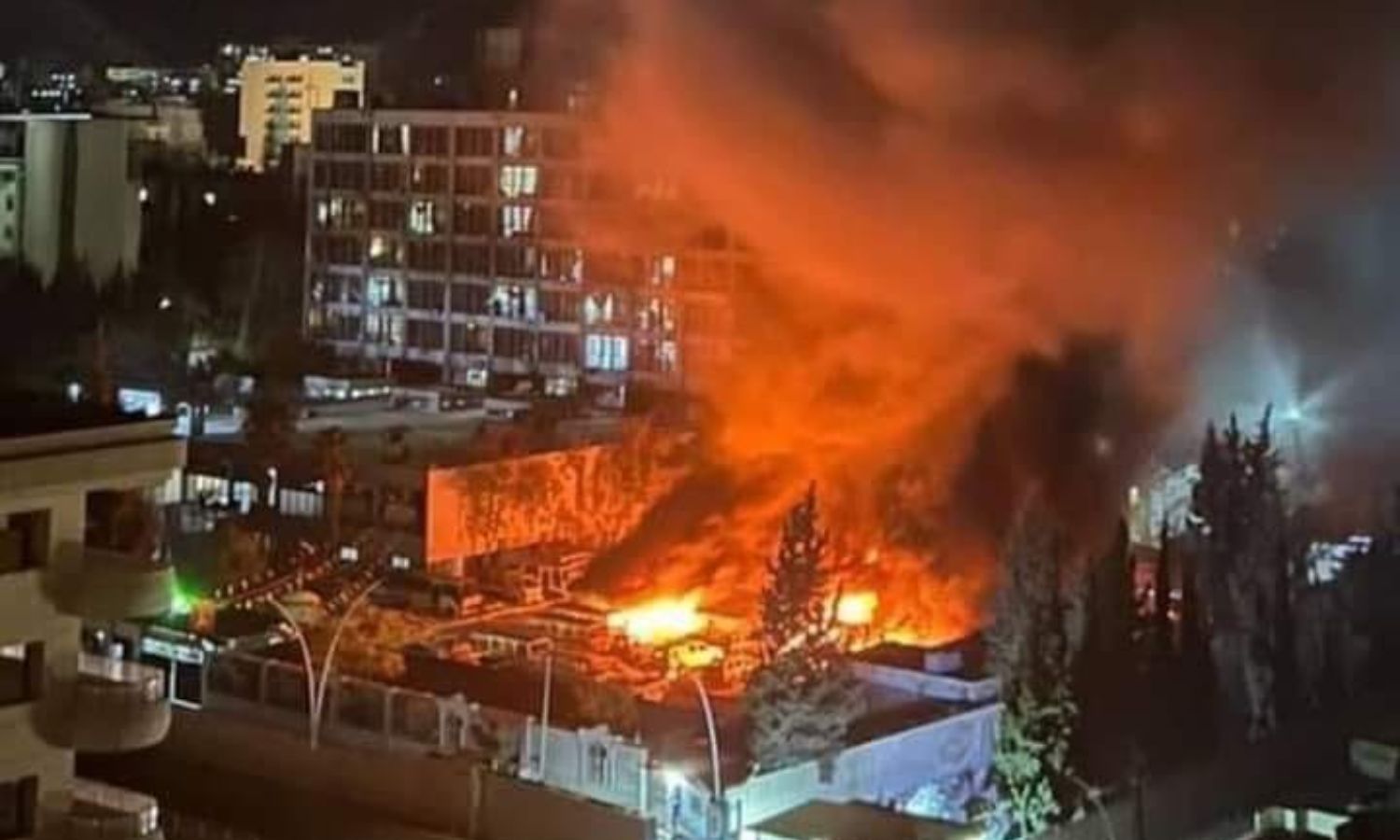 Fires broke out after an Israeli strike in the Kafr Sousa neighborhood of Damascus - October 23, 2024 (Local networks/Baniyas al-Balad)