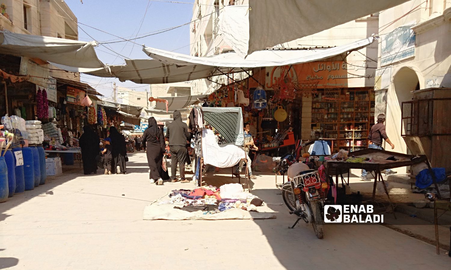 Sellers in the city of al-Dana pay the rent for shops in US dollars - September 30, 2024 (Enab Baladi/Muhammad Masto)