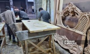 Egyptian furniture inside a workshop in Idlib - January 16, 2024 (Enab Baladi/Anas al-Khouli)