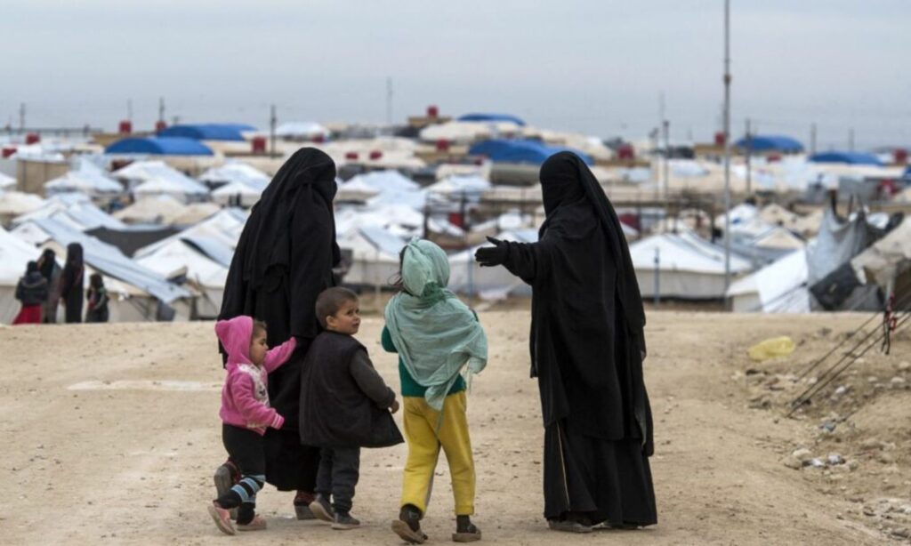 Children and women in the al-Hol camp in the al-Hasakah countryside in northeastern Syria (AFP)