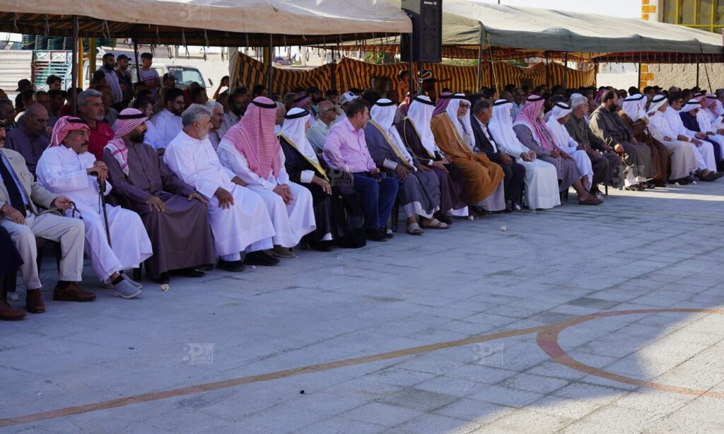 Notables from Horan attend a reconciliation meeting between two families in the town of Maarraba in the countryside of Daraa - September 10, 2024 (Bosra Press)