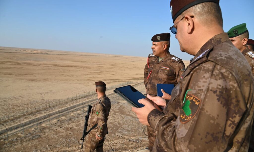 The commander of the Iraqi border forces inspects the preparations to build a concrete wall on the Iraqi-Syrian border - November 5, 2024 (Iraqi Border Forces)