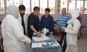 Director of Aleppo Health Directorate, Ziad al-Haj Taha, during his visit to medical points in the city of Aleppo - May 26, 2024 (Aleppo Health Directorate/Facebook)
