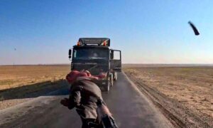 Members of the Islamic State group attacked an oil tanker belonging to the Qaterji company near al-Hasakah province in eastern Syria - November 12, 2024 (Amaq News Agency)