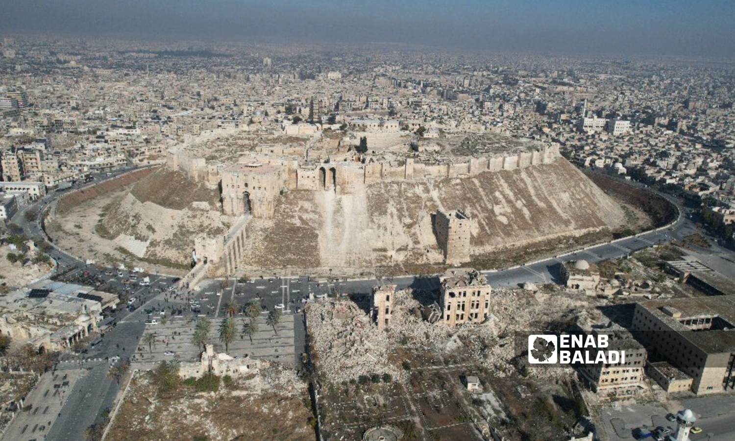 Aleppo Citadel from the air after opposition factions took control of the city - December 3, 2024 (Enab Baladi/Dayan Junpaz)