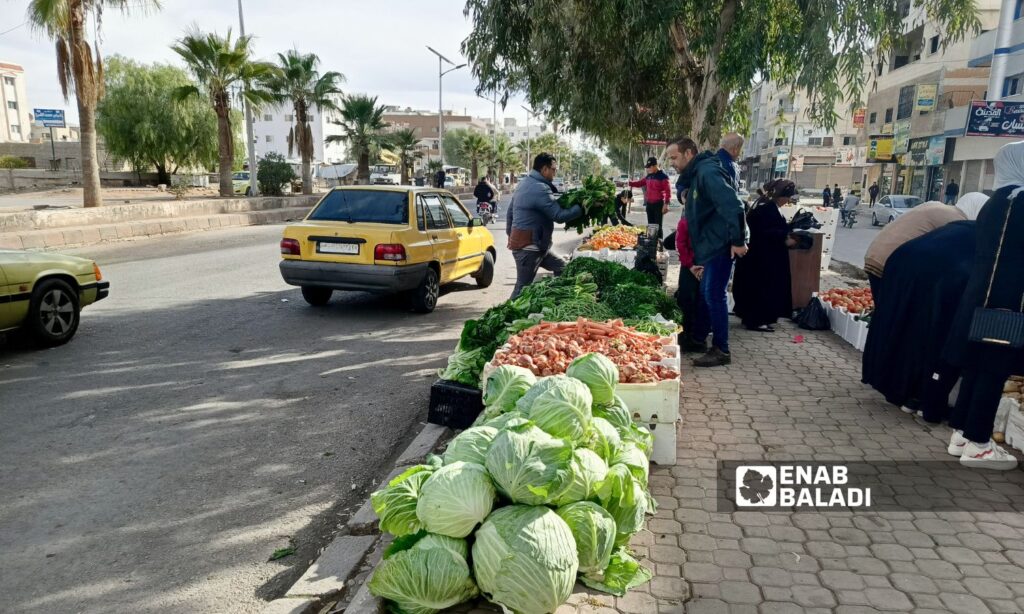 Vegetable stall in the al-Kashef neighborhood of Daraa city - December 11, 2024 (Enab Baladi/Halim Muhammad)