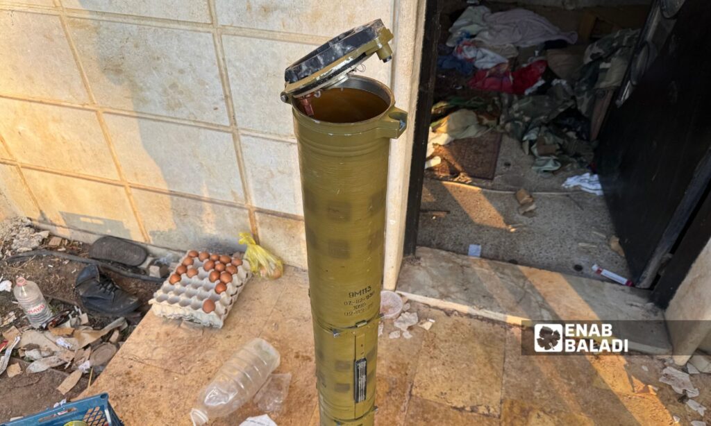 A rocket projectile inside the Military Academy in Aleppo - December 3, 2024 (Enab Baladi/Dayan Junpaz)