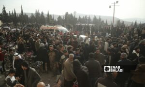 Civilians from the families of detainees wait outside Sednaya prison - December 9, 2024 (Enab Baladi/Dayan Junpaz)