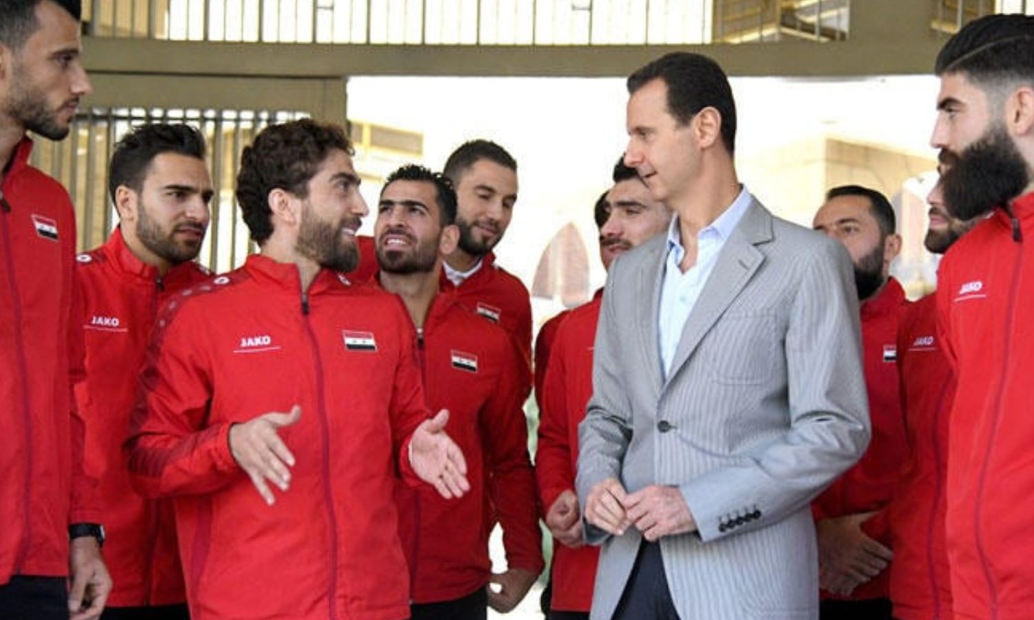 Former regime president Bashar al-Assad meets with the Syrian football national team - October 2017 (Al-Watan newspaper)