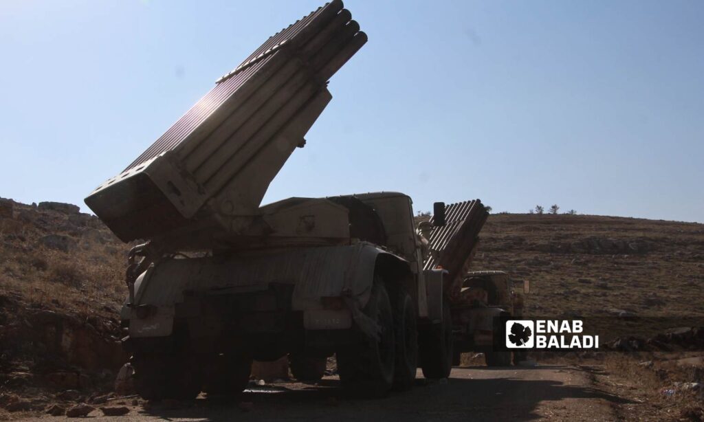 Military mechanisms belonging to the Syrian regime forces in the town of Qalaat al-Madiq were captured by opposition factions - December 3, 2024 (Enab Baladi/Iyad Abdul Jawad)