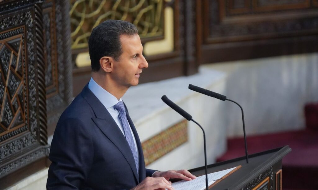 The ousted regime leader Bashar al-Assad during a speech before the People's Assembly - August 25, 2024 (Syrian Presidency/Facebook)