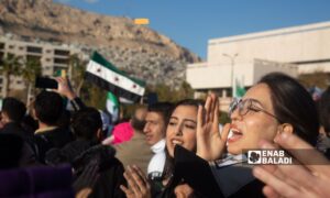 Thousands of Syrians in Damascus celebrate the fall of the Assad regime - December 13, 2024 (Enab Baladi/Dayan Junpaz)