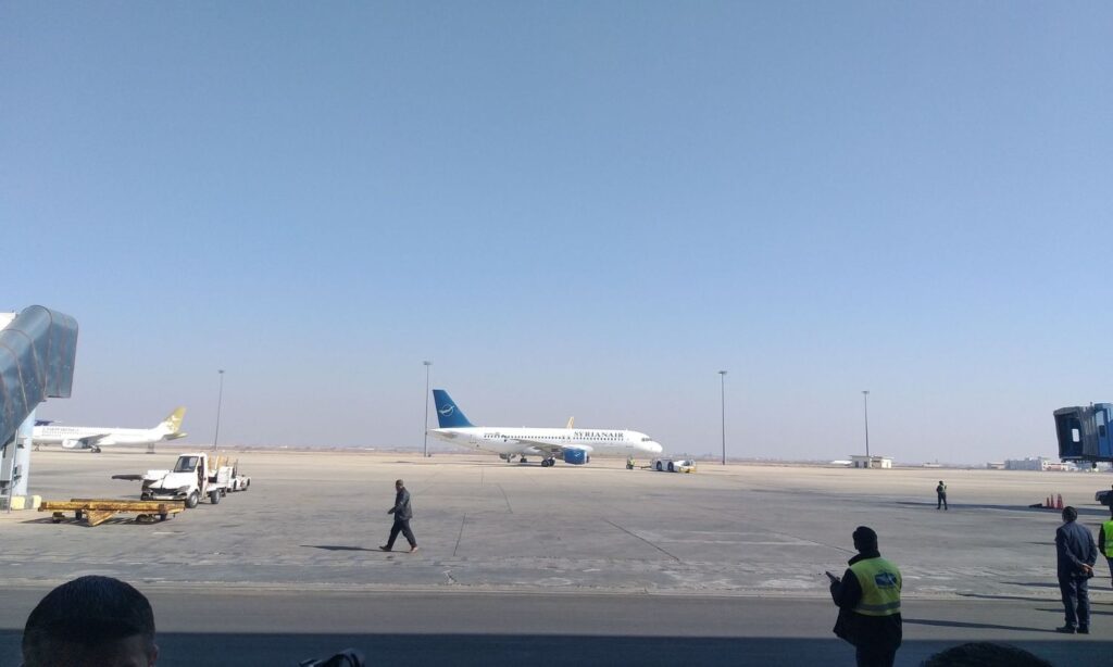 A civilian aircraft preparing for takeoff from Damascus International Airport - January 7, 2025 (Al-Watan newspaper)