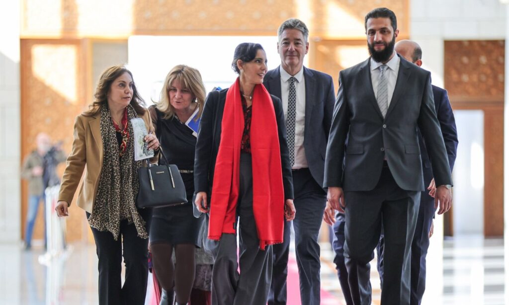 A European delegation, led by Hadja Lahbib, the Commissioner for Equality, Preparedness, and Crisis Management, visits Damascus and meets with Ahmed al-Sharaa - January 17, 2025 (General Command - Syria)