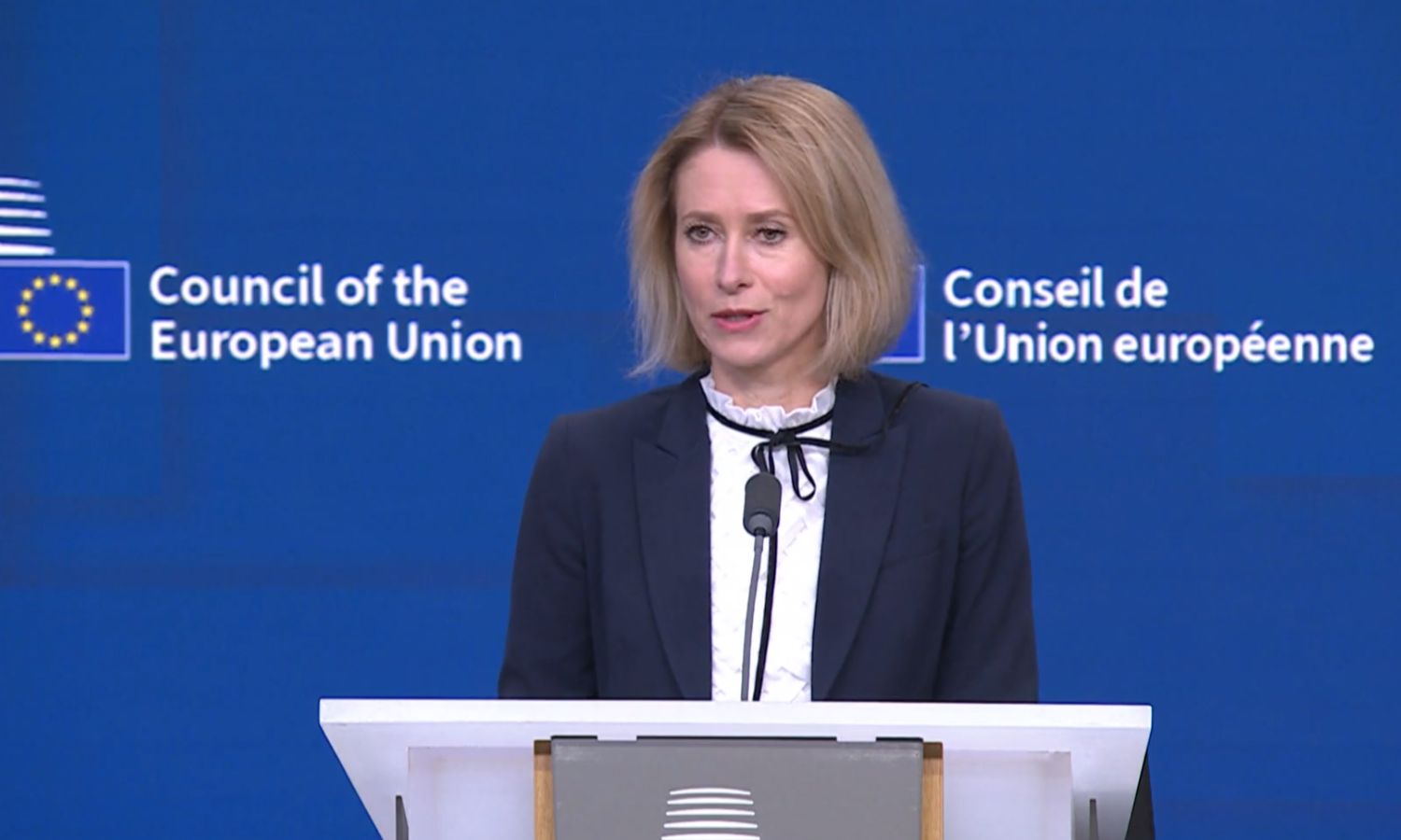 The EU High Representative for Foreign Affairs and Security Policy, Kaja Kallas, at a press conference following a meeting of EU foreign ministers in Brussels - January 27, 2025 (Kaja Kallas/X)